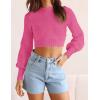 imageZESICA Womens Fall Mock Neck Cropped Sweater Long Sleeve Soft Ribbed Knit Pullover Jumper TopsRose