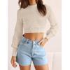 imageZESICA Womens Fall Mock Neck Cropped Sweater Long Sleeve Soft Ribbed Knit Pullover Jumper TopsSand