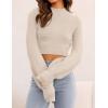 imageZESICA Womens Fall Mock Neck Cropped Sweater Long Sleeve Soft Ribbed Knit Pullover Jumper TopsSand