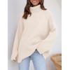 imageZESICA Womens Winter Sweaters Oversized Turtleneck Long Sleeve Chunky Knitted Pullover Sweater Jumper TopsApricot