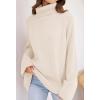 imageZESICA Womens Winter Sweaters Oversized Turtleneck Long Sleeve Chunky Knitted Pullover Sweater Jumper TopsApricot