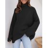 imageZESICA Womens Winter Sweaters Oversized Turtleneck Long Sleeve Chunky Knitted Pullover Sweater Jumper TopsBlack
