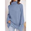 imageZESICA Womens Winter Sweaters Oversized Turtleneck Long Sleeve Chunky Knitted Pullover Sweater Jumper TopsBlue
