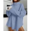 imageZESICA Womens Winter Sweaters Oversized Turtleneck Long Sleeve Chunky Knitted Pullover Sweater Jumper TopsBlue
