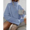 imageZESICA Womens Winter Sweaters Oversized Turtleneck Long Sleeve Chunky Knitted Pullover Sweater Jumper TopsBlue
