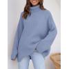 imageZESICA Womens Winter Sweaters Oversized Turtleneck Long Sleeve Chunky Knitted Pullover Sweater Jumper TopsBlue