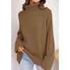 imageZESICA Womens Winter Sweaters Oversized Turtleneck Long Sleeve Chunky Knitted Pullover Sweater Jumper TopsBrown