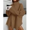 imageZESICA Womens Winter Sweaters Oversized Turtleneck Long Sleeve Chunky Knitted Pullover Sweater Jumper TopsBrown