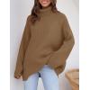 imageZESICA Womens Winter Sweaters Oversized Turtleneck Long Sleeve Chunky Knitted Pullover Sweater Jumper TopsBrown