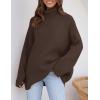 imageZESICA Womens Winter Sweaters Oversized Turtleneck Long Sleeve Chunky Knitted Pullover Sweater Jumper TopsCoffee