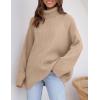 imageZESICA Womens Winter Sweaters Oversized Turtleneck Long Sleeve Chunky Knitted Pullover Sweater Jumper TopsKhaki