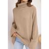 imageZESICA Womens Winter Sweaters Oversized Turtleneck Long Sleeve Chunky Knitted Pullover Sweater Jumper TopsKhaki