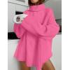 imageZESICA Womens Winter Sweaters Oversized Turtleneck Long Sleeve Chunky Knitted Pullover Sweater Jumper TopsMagenta