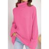 imageZESICA Womens Winter Sweaters Oversized Turtleneck Long Sleeve Chunky Knitted Pullover Sweater Jumper TopsMagenta