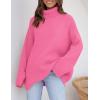 imageZESICA Womens Winter Sweaters Oversized Turtleneck Long Sleeve Chunky Knitted Pullover Sweater Jumper TopsMagenta