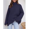 imageZESICA Womens Winter Sweaters Oversized Turtleneck Long Sleeve Chunky Knitted Pullover Sweater Jumper TopsNavy