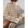 imageZESICA Womens Winter Sweaters Oversized Turtleneck Long Sleeve Chunky Knitted Pullover Sweater Jumper TopsSand