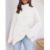 imageZESICA Womens Winter Sweaters Oversized Turtleneck Long Sleeve Chunky Knitted Pullover Sweater Jumper TopsWhite