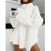 imageZESICA Womens Winter Sweaters Oversized Turtleneck Long Sleeve Chunky Knitted Pullover Sweater Jumper TopsWhite
