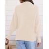 imageZESICA Womens Fall Lapel Collar V Neck Long Sleeve Ribbed Knit Comfy Loose Casual Pullover Sweater Jumper TopBeige