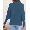 imageZESICA Womens Fall Lapel Collar V Neck Long Sleeve Ribbed Knit Comfy Loose Casual Pullover Sweater Jumper TopBlue