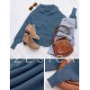 imageZESICA Womens Fall Lapel Collar V Neck Long Sleeve Ribbed Knit Comfy Loose Casual Pullover Sweater Jumper TopBlue