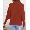 imageZESICA Womens Fall Lapel Collar V Neck Long Sleeve Ribbed Knit Comfy Loose Casual Pullover Sweater Jumper TopBrickred