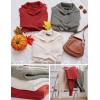 imageZESICA Womens Fall Lapel Collar V Neck Long Sleeve Ribbed Knit Comfy Loose Casual Pullover Sweater Jumper TopBrickred