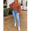 imageZESICA Womens Fall Lapel Collar V Neck Long Sleeve Ribbed Knit Comfy Loose Casual Pullover Sweater Jumper TopBrickred