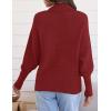 imageZESICA Womens Fall Lapel Collar V Neck Long Sleeve Ribbed Knit Comfy Loose Casual Pullover Sweater Jumper TopBurgundy