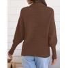 imageZESICA Womens Fall Lapel Collar V Neck Long Sleeve Ribbed Knit Comfy Loose Casual Pullover Sweater Jumper TopCoffee