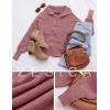 imageZESICA Womens Fall Lapel Collar V Neck Long Sleeve Ribbed Knit Comfy Loose Casual Pullover Sweater Jumper TopDustypink