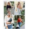 imageZESICA Womens Fall Lapel Collar V Neck Long Sleeve Ribbed Knit Comfy Loose Casual Pullover Sweater Jumper TopGrey
