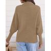 imageZESICA Womens Fall Lapel Collar V Neck Long Sleeve Ribbed Knit Comfy Loose Casual Pullover Sweater Jumper TopKhaki
