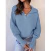 imageZESICA Womens Fall Lapel Collar V Neck Long Sleeve Ribbed Knit Comfy Loose Casual Pullover Sweater Jumper TopLightblue
