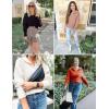 imageZESICA Womens Fall Lapel Collar V Neck Long Sleeve Ribbed Knit Comfy Loose Casual Pullover Sweater Jumper TopMaple