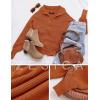 imageZESICA Womens Fall Lapel Collar V Neck Long Sleeve Ribbed Knit Comfy Loose Casual Pullover Sweater Jumper TopMaple