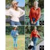 imageZESICA Womens Fall Lapel Collar V Neck Long Sleeve Ribbed Knit Comfy Loose Casual Pullover Sweater Jumper TopMaple