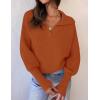 imageZESICA Womens Fall Lapel Collar V Neck Long Sleeve Ribbed Knit Comfy Loose Casual Pullover Sweater Jumper TopMaple