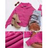 imageZESICA Womens Fall Lapel Collar V Neck Long Sleeve Ribbed Knit Comfy Loose Casual Pullover Sweater Jumper TopRose