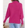 imageZESICA Womens Fall Lapel Collar V Neck Long Sleeve Ribbed Knit Comfy Loose Casual Pullover Sweater Jumper TopRose