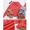 imageZESICA Womens Fall Lapel Collar V Neck Long Sleeve Ribbed Knit Comfy Loose Casual Pullover Sweater Jumper TopWatermelon