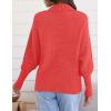 imageZESICA Womens Fall Lapel Collar V Neck Long Sleeve Ribbed Knit Comfy Loose Casual Pullover Sweater Jumper TopWatermelon
