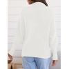 imageZESICA Womens Fall Lapel Collar V Neck Long Sleeve Ribbed Knit Comfy Loose Casual Pullover Sweater Jumper TopWhite