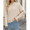 imageZESICA Womens Fall Turtleneck Batwing Long Sleeve Ribbed Knit Casual Soft Pullover Sweater Jumper TopApricot