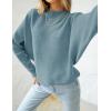 imageZESICA Womens Fall Turtleneck Batwing Long Sleeve Ribbed Knit Casual Soft Pullover Sweater Jumper TopBlue