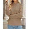 imageZESICA Womens Fall Turtleneck Batwing Long Sleeve Ribbed Knit Casual Soft Pullover Sweater Jumper TopCamel