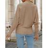 imageZESICA Womens Fall Turtleneck Batwing Long Sleeve Ribbed Knit Casual Soft Pullover Sweater Jumper TopCamel