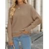 imageZESICA Womens Fall Turtleneck Batwing Long Sleeve Ribbed Knit Casual Soft Pullover Sweater Jumper TopCamel