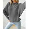 imageZESICA Womens Fall Turtleneck Batwing Long Sleeve Ribbed Knit Casual Soft Pullover Sweater Jumper TopDarkgrey